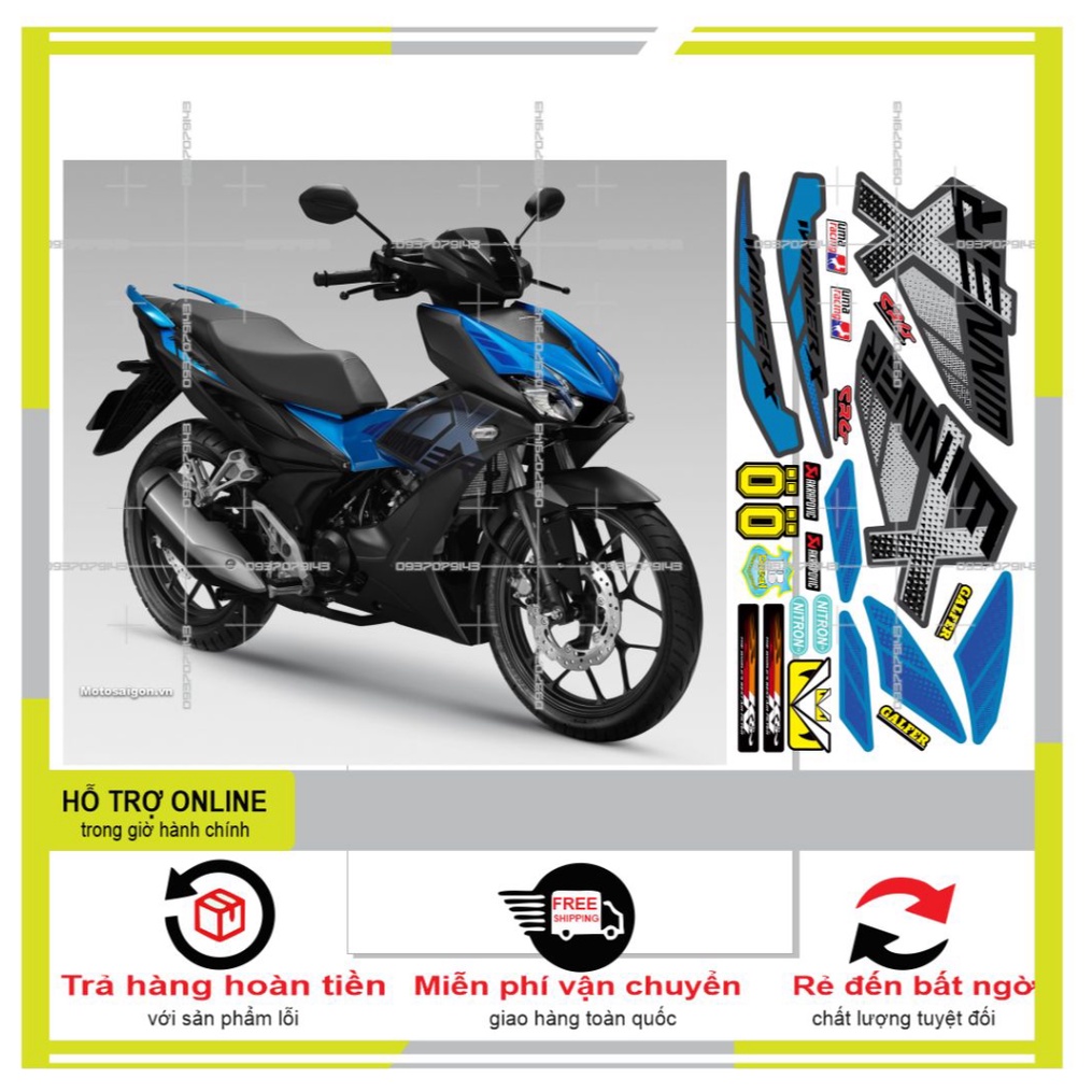 TEM XE WINNER X MẪU ZIN XANH ĐEN -- SHIN DECAL 2