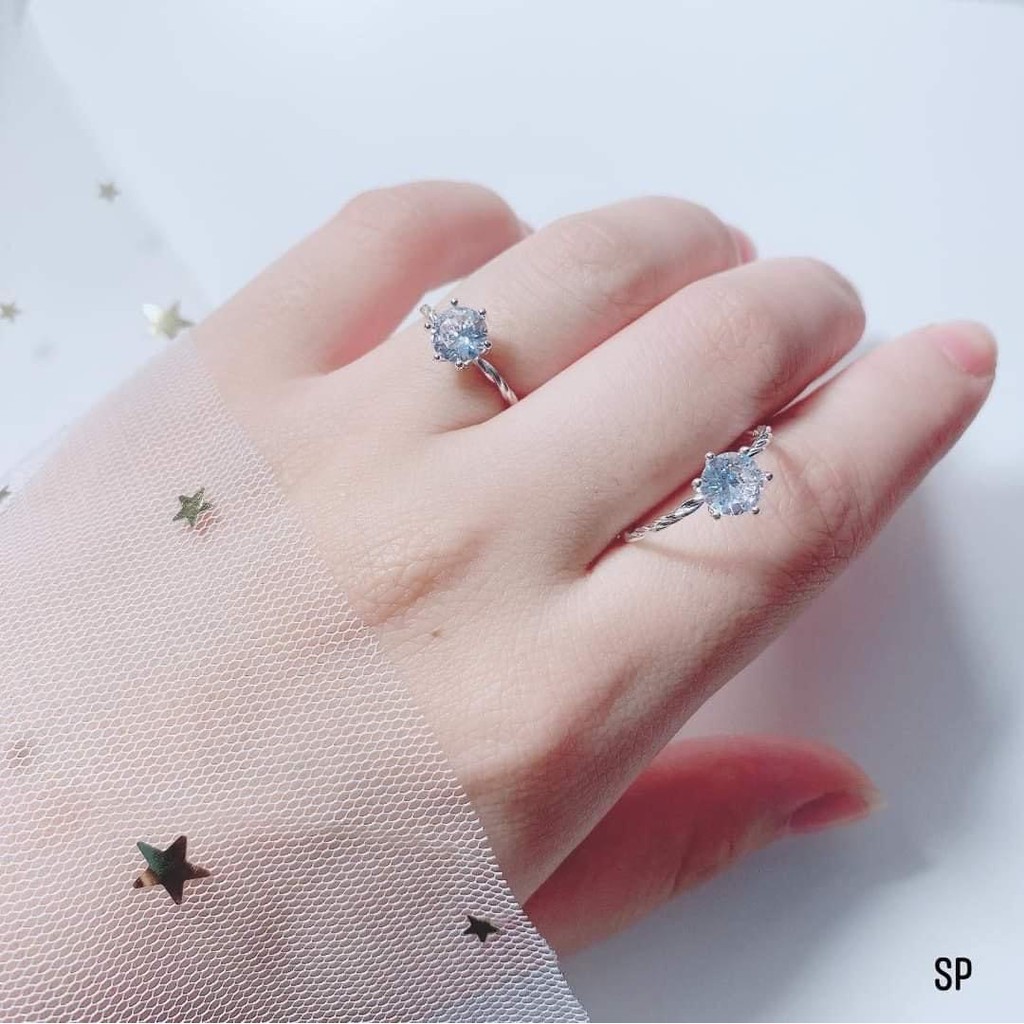Nhẫn xoắn ổ đá bạc ta