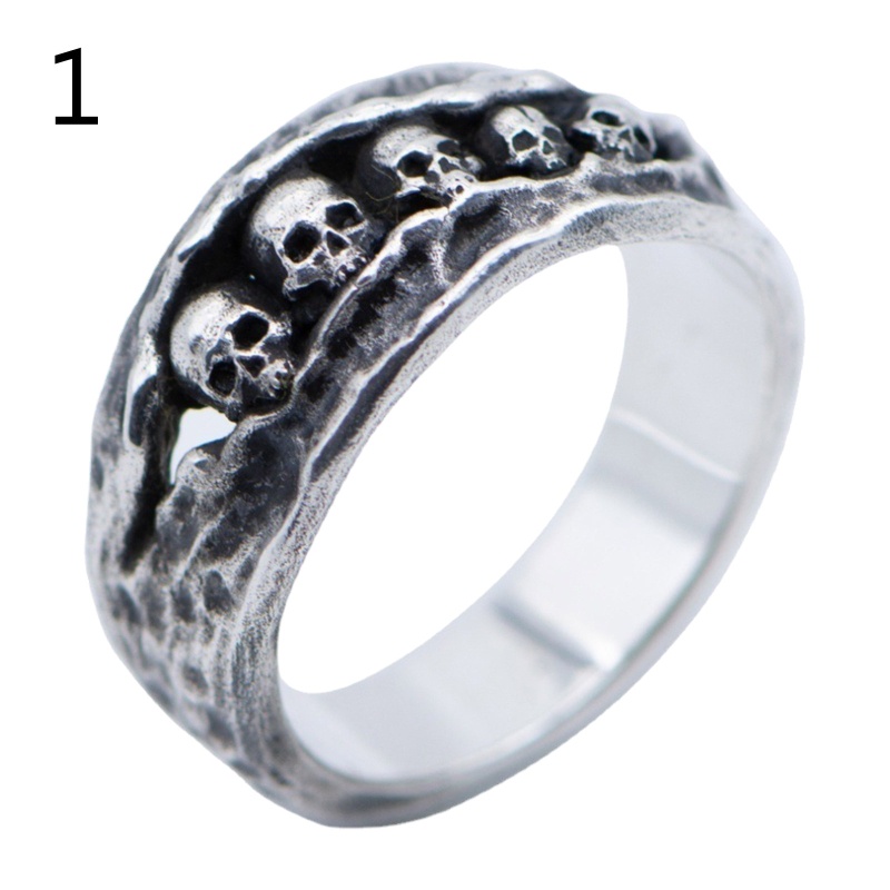 Nhẫn Hình Đầu Lâu Có Thể Điều Chỉnh Kích Cỡ Phong Cách Gothic Punk