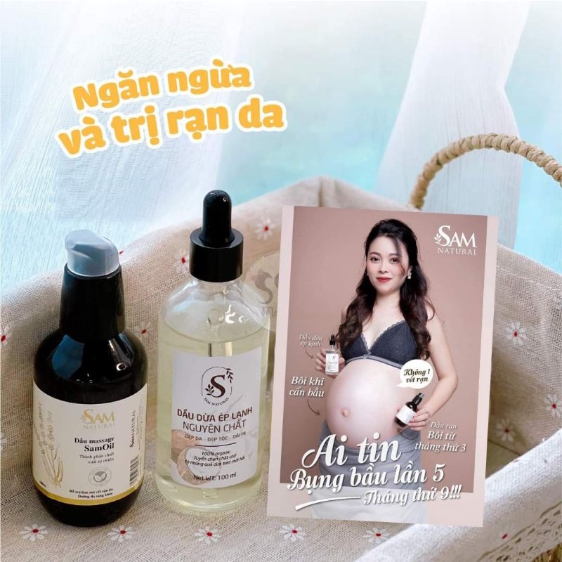 Combo chống rạn da bà bầu, cơ địa rạn do tăng cân [Sam Natural]
