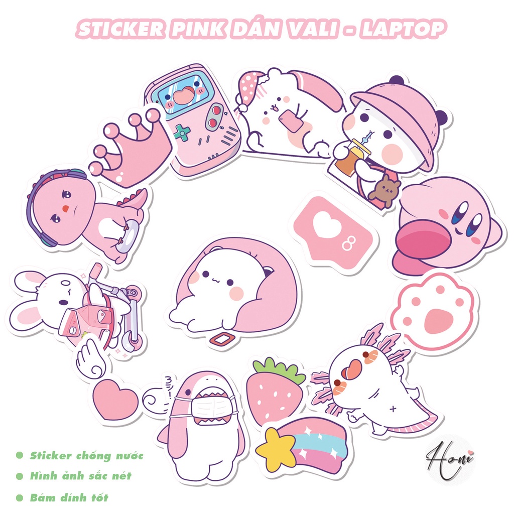Sticker Pink Dễ Thương, Stickers, Dán Vali, Dán Laptop, Dán Đàn Ghita, Ukulele