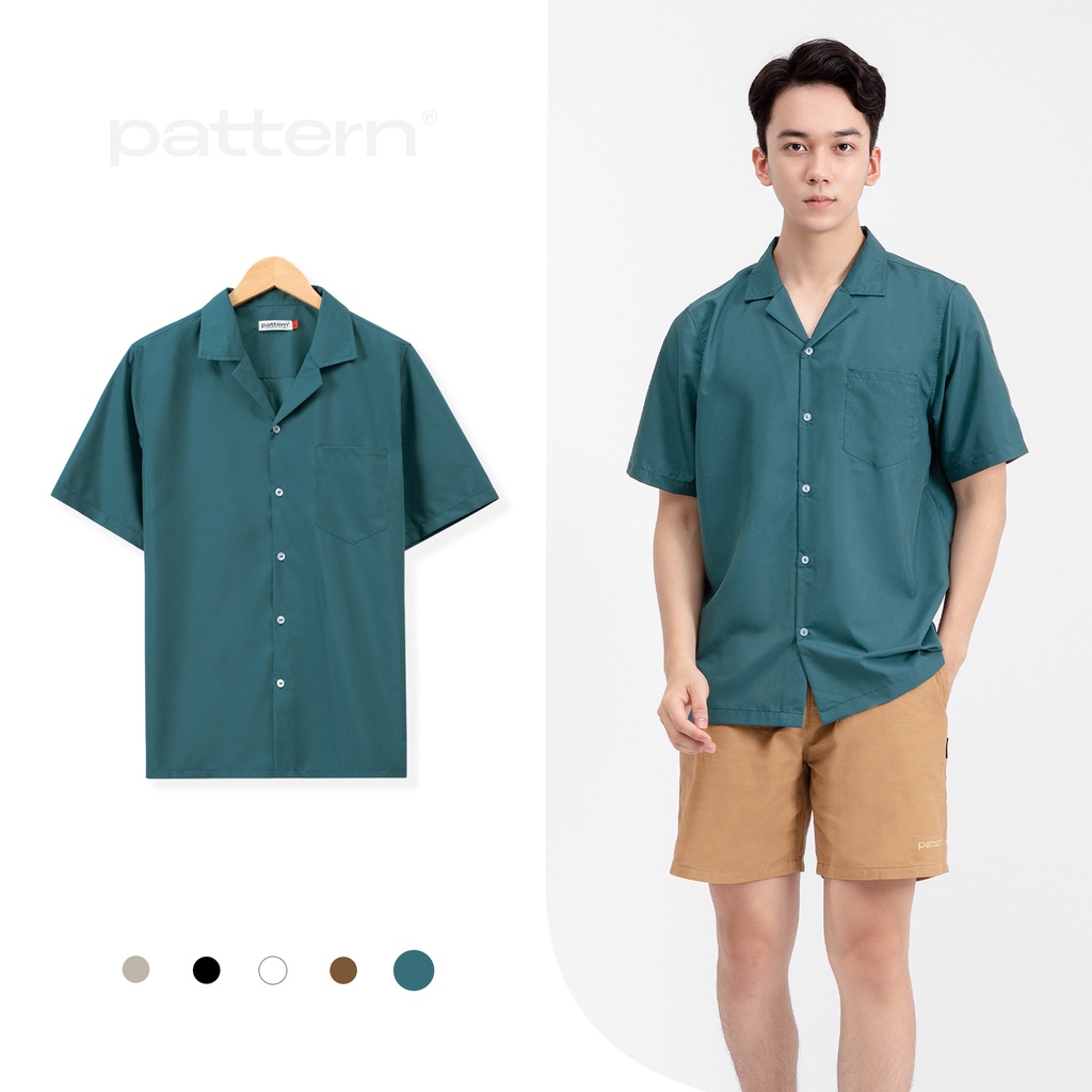 Áo sơ mi nam cộc tay PATTERN Cuban shirt 5 màu trơn PA010