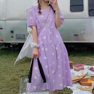 Đầm baby doll hoa cúc 2 màu - váy hoa cúc tím ulzzang (hình shop tự chụp)