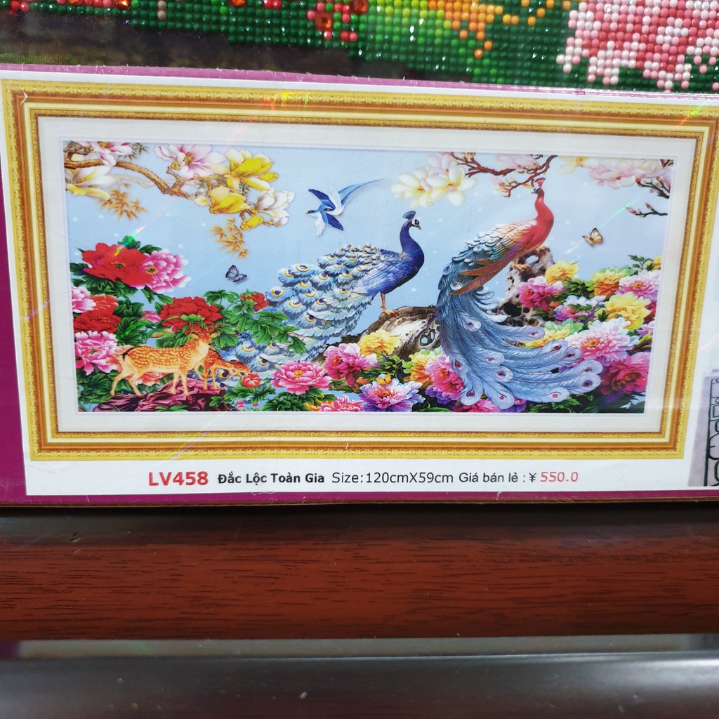 TRANH ĐÍNH ĐÁ ĐẮC LỘC TOÀN GIA TRANH ĐÍNH ĐÁ KT:120X59CM