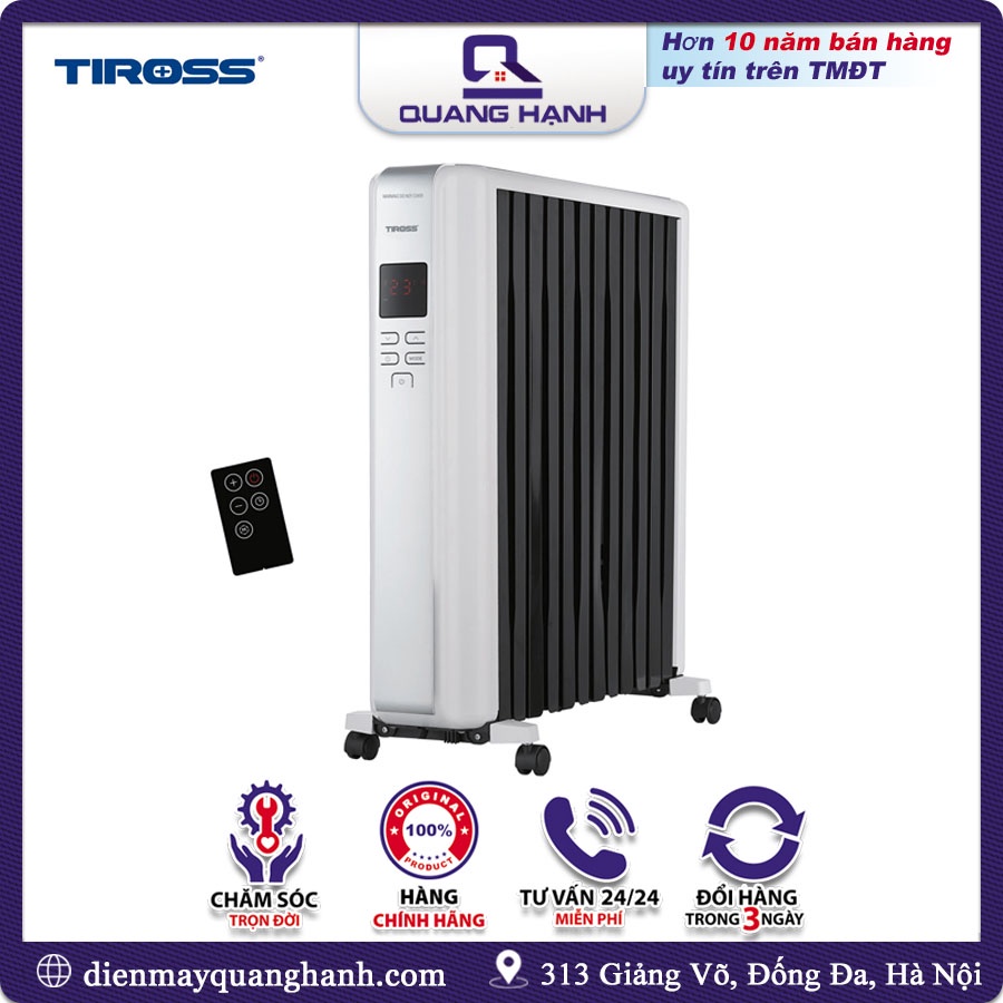 Máy sưởi dầu Tiross TS9218 12 thanh + Vỏ chống bỏng + Remote Điều khiển từ xa