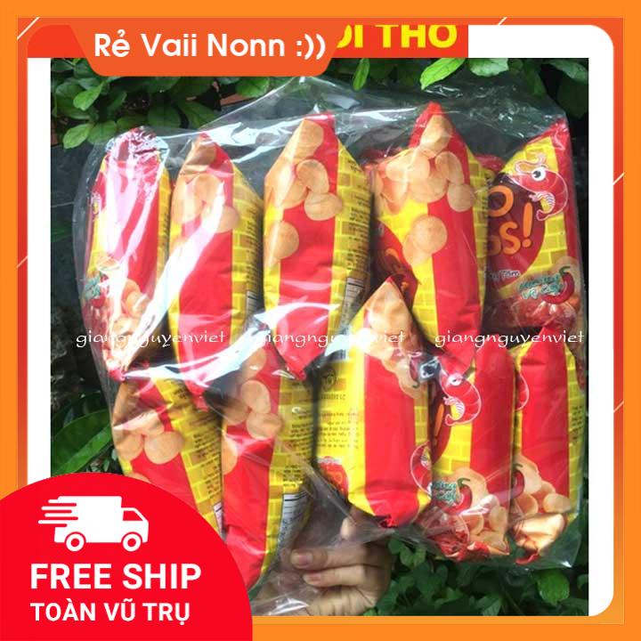 Bịch 10 gói bim bim snack Oishi bánh phồng tôm hương vị cay 14g/gói