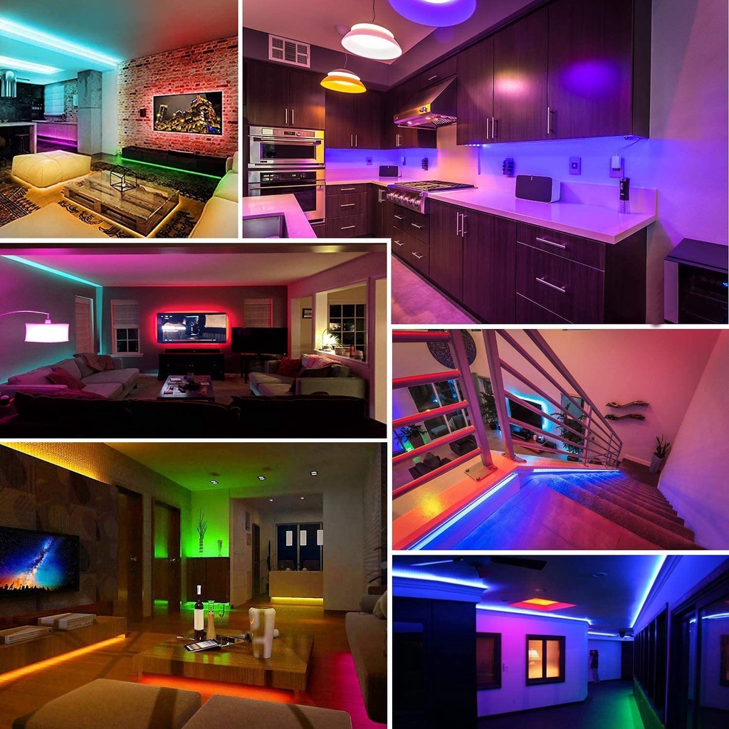 Đèn led tiktok đổi màu Elashome đèn led cảm ứng nhạc trang trí phòng ngủ sử dụng app và điều khiển RGB 5050 2835