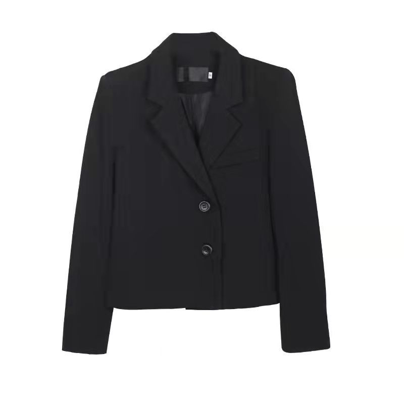 Áo Khoác Blazer Ngắn Tay Dài Màu Đen Thời Trang Xuân Hè 2023 Cho Nữ