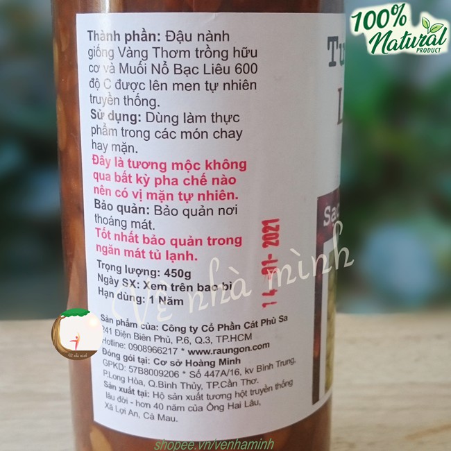 TƯƠNG HỘT TRUYỀN THỐNG LẠC TIÊN hữu cơ tự nhiên Cát Phù Sa - Thực phẩm dưỡng sinh hữu cơ nguyên chất