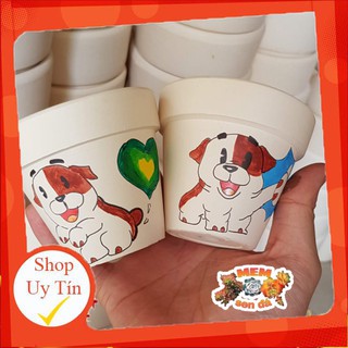 Chậu trắng nhỏ vẽ bình thường 7x7cm