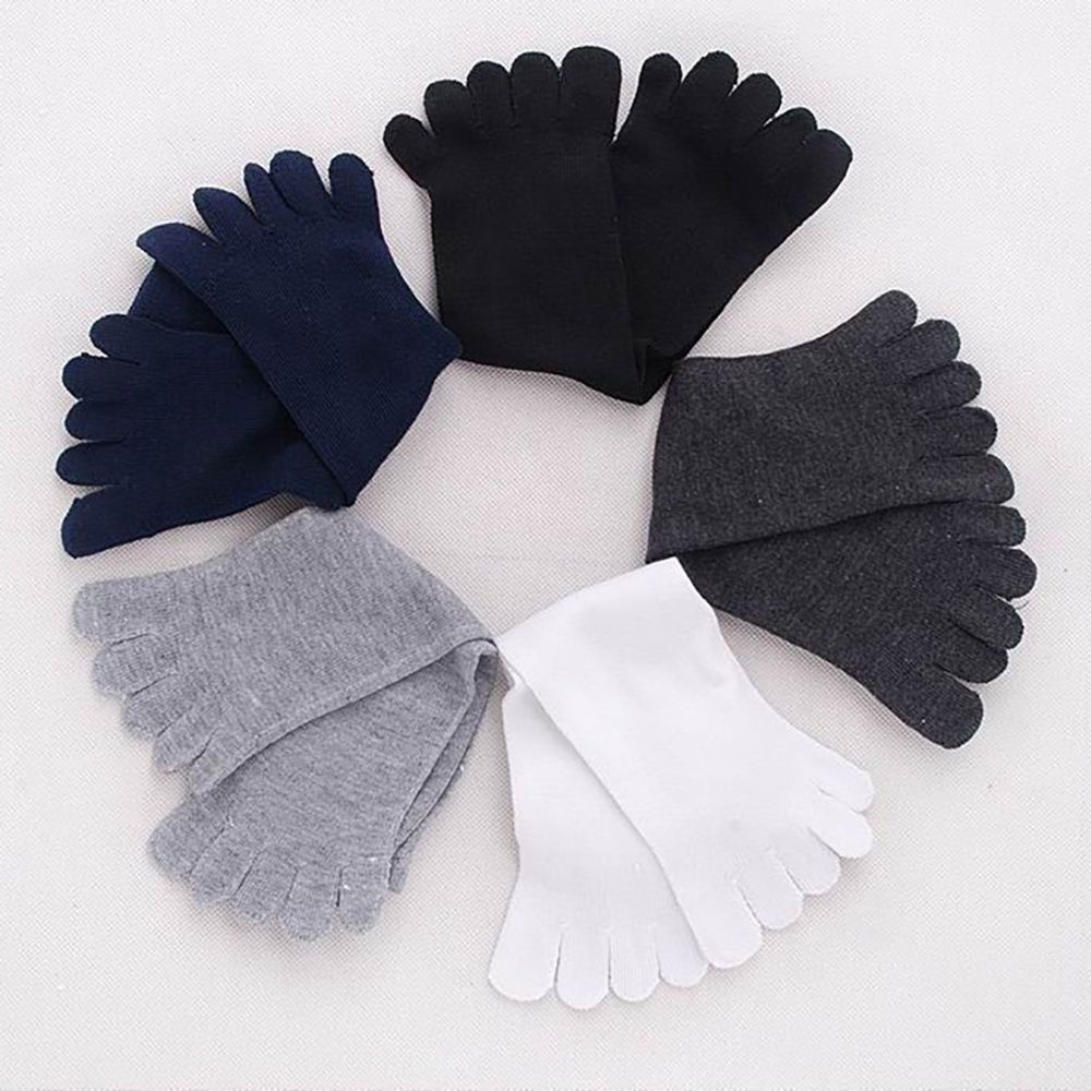Vớ thể thao xỏ năm ngón bằng cotton co giãn chống trượt thoáng khí hút mồ hôi màu trơn cho nam