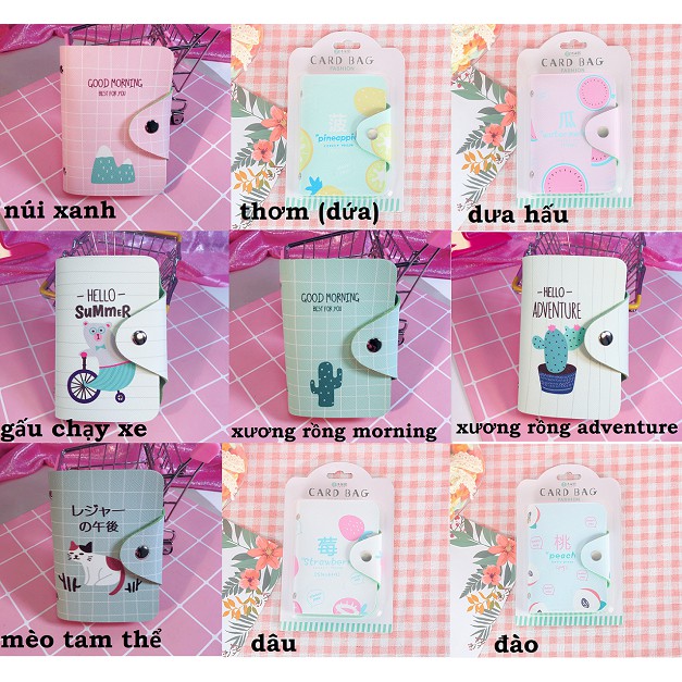 Ví da cầm tay đựng card nhiều mẫu đáng yêu: heo hồng, hoa, cây, mèo ...
