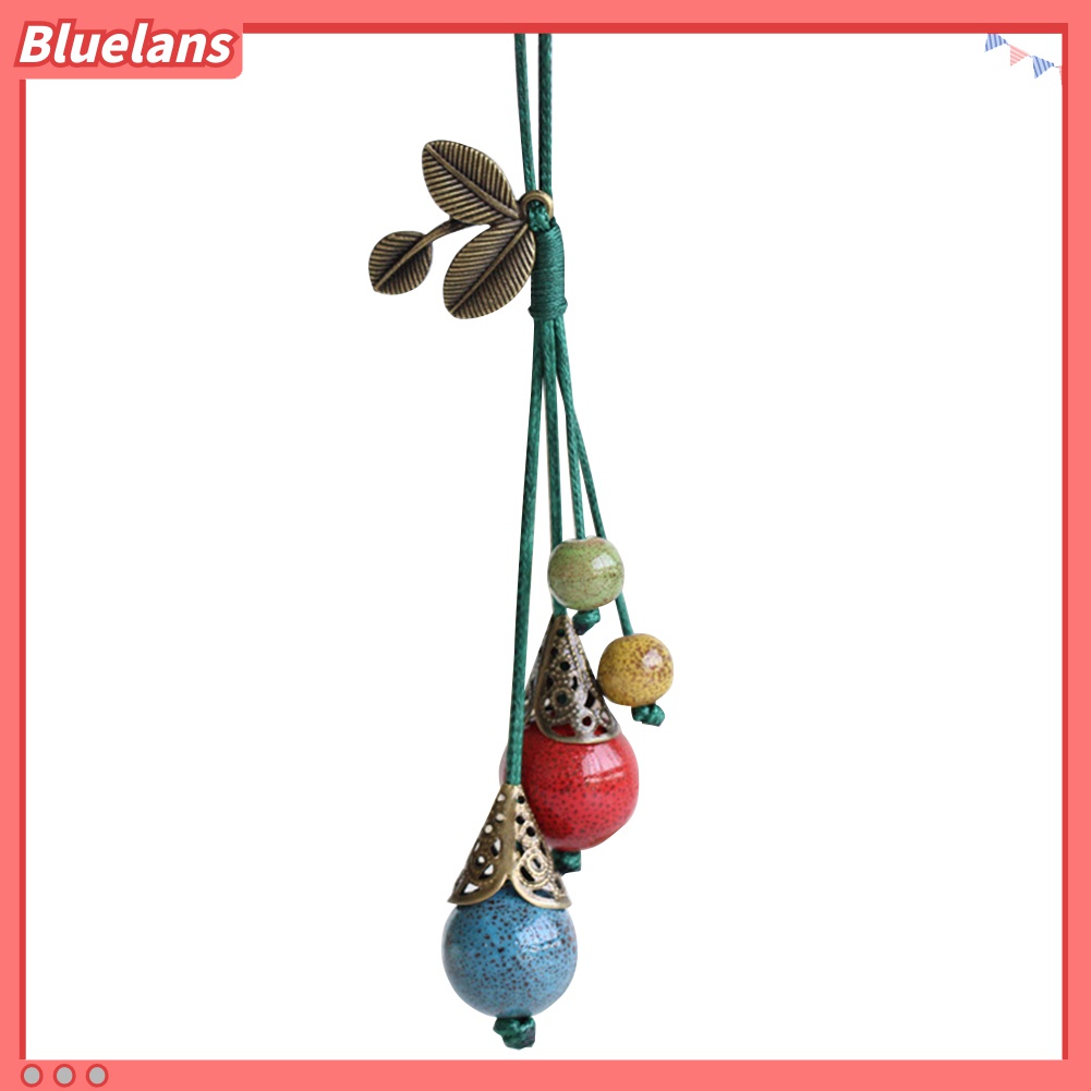 Vòng cổ Mặt Chiếc Lá Đính Hạt Sứ Phong Cách Retro