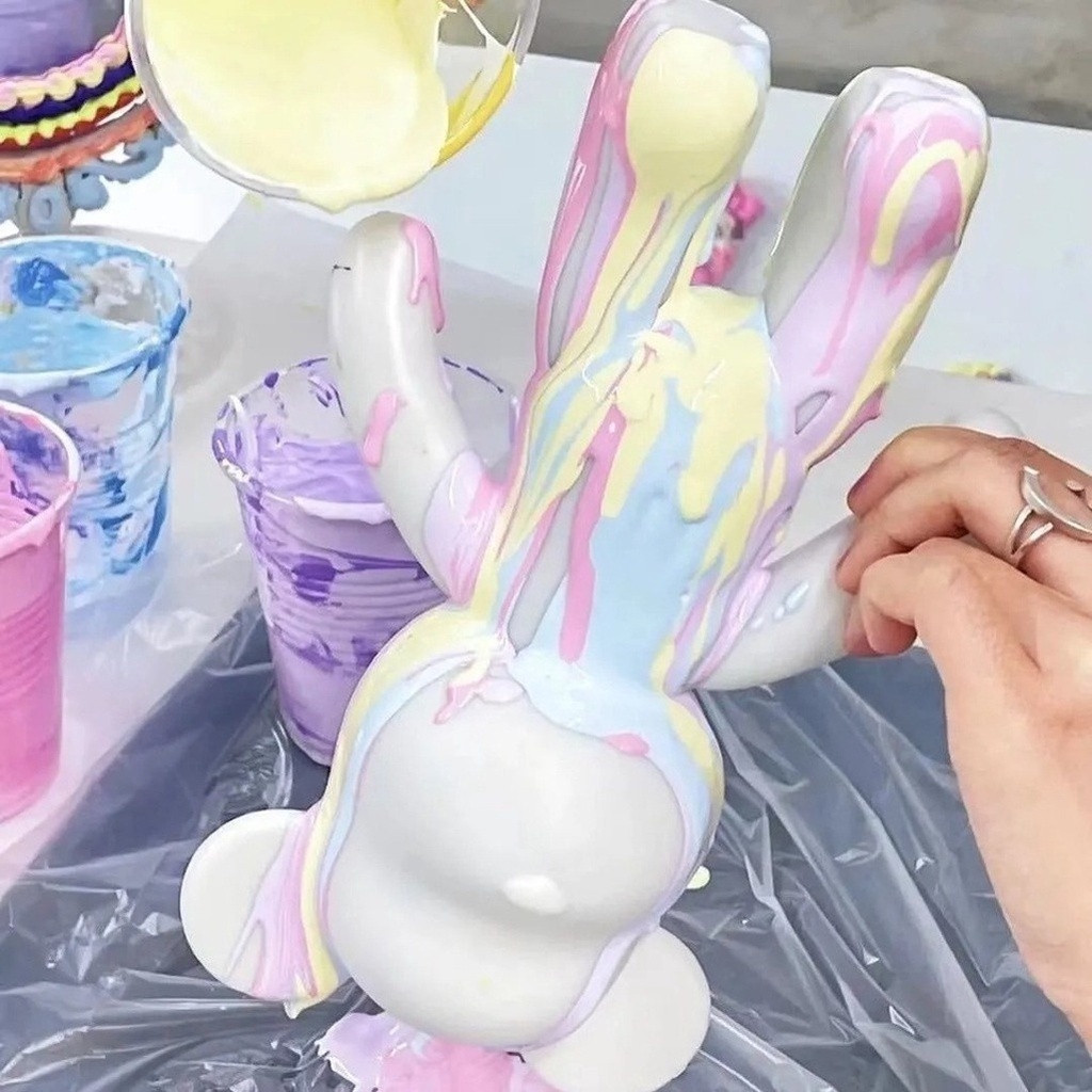Bộ Dụng Cụ Vẽ Tranh Hình Gấu Trang Trí Phòng Bé 23cm Kèm Màu 60ml DIY Bearbrick Đồ chơi