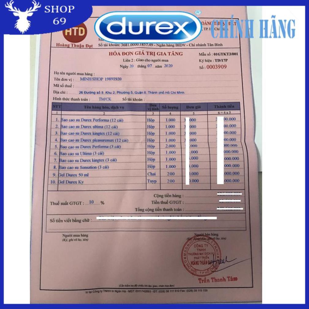 (Che tên) Bao cao su Durex Invisible Extra Thin Extra Sensitive 10 bao+ hộp bao cao su Durex Performa 12 bao/hộp