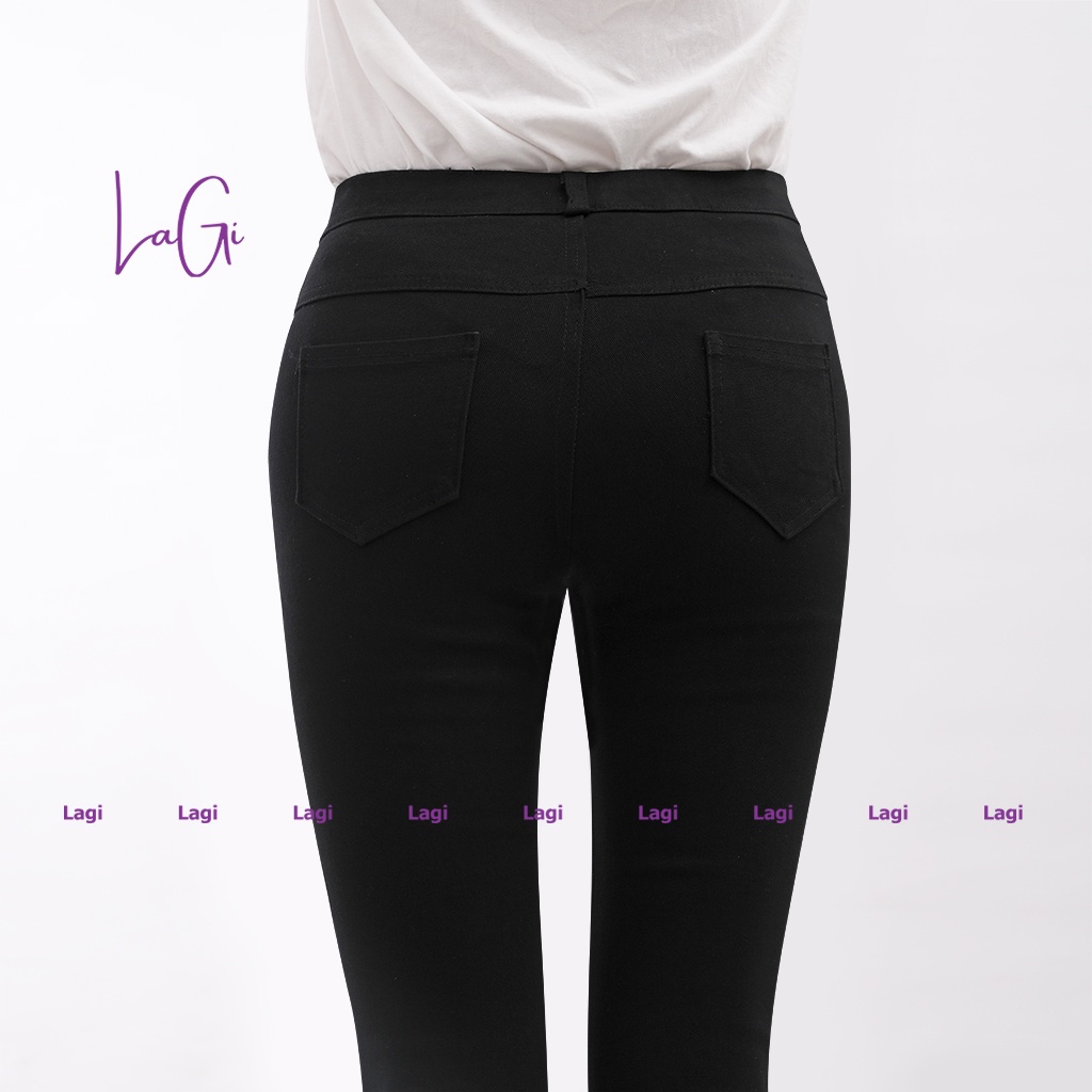 Quần jean nữ ống loe xẻ trước cạp cao thời trang phong cách công sở cao cấp LAGI QN17