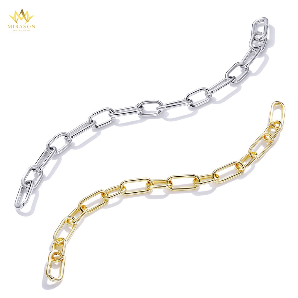 Lắc Tay Bạc MIRASON Dây To, Trơn, Unisex, Basic MLT066 - Vòng Tay Bạc 925 Cao Cấp