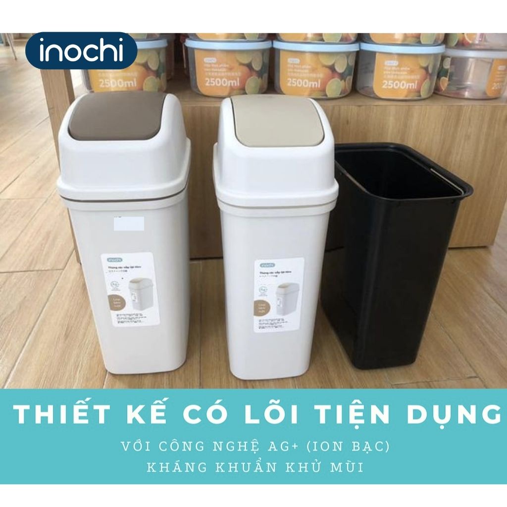 Thùng Rác Nhựa Nắp Lật INOCHI 5 Lít Nắp Linh Hoạt, Làm Sọt Rác Cho Văn Phòng, Trong Nhà, Ngoài Trời Nhỏ Gọn