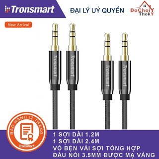 ✪ CHÍNH HÃNG ✪ Tronsmart S3C02 | 2 Sợi Dây Cáp âm thanh Aux chuẩn 3.5mm mạ vàng 24K cao cấp 1.2m và 2.4m