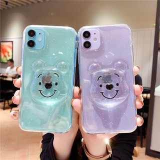 Ốp lưng mềm trong suốt in hình gấu Pooh 3D cho Iphone 13 Pro Max 12 Pro Max 12 Mini 11 Pro Max 7 8 Plus XR  XS Max SE 2020