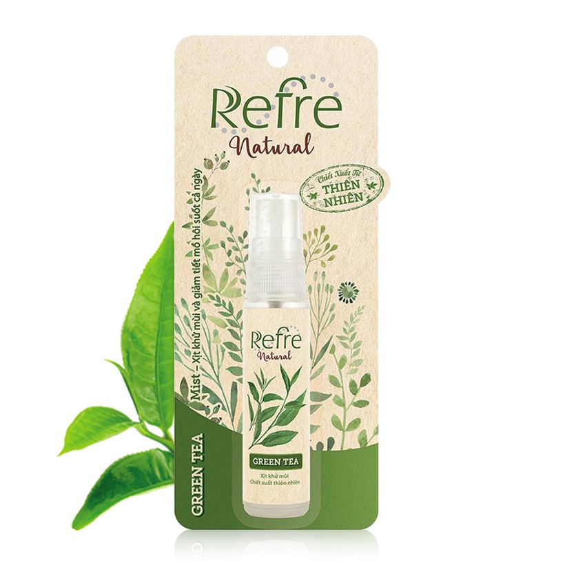 Xịt Khử Mùi Refre Natural Green Tea 30ml - Hương Trà Xanh