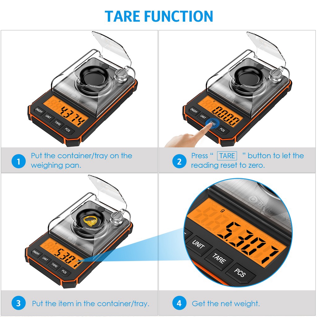 Cân Điện Tử Nhỏ 0.001g - 50g Thiết Kế Đơn Giản Tiện Dụng