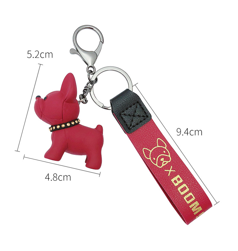 Cute Cartoon Puppy Keychains/ PU Leather Wristband Key Chain Bag Pendant/ Bulldog Soft Rubber Keyrings/ Bag Pendant Charm New Year Xmas Gifts