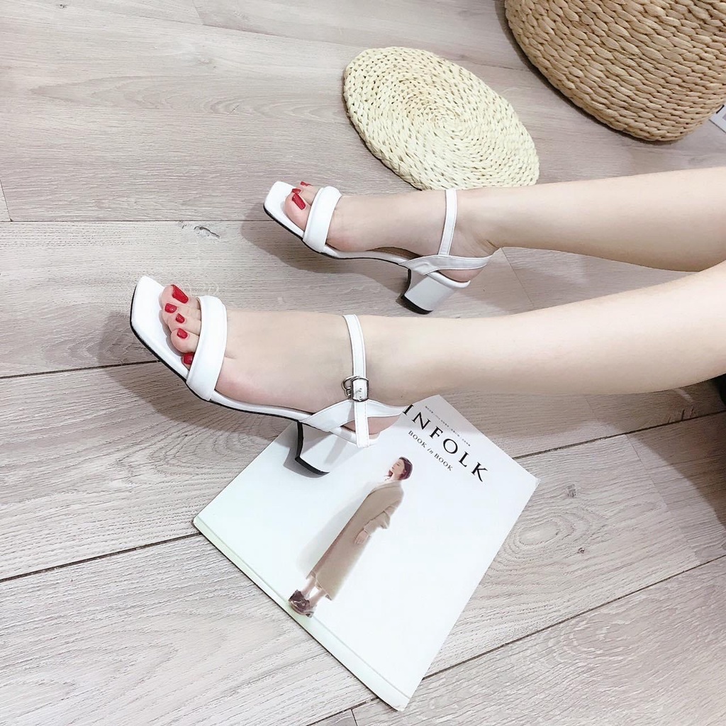 Sandal cao gót quai ngang đế vuông 5cm cho nữ - S58