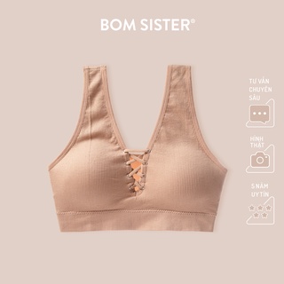 Áo lót thể thao mút mỏng gân không gọng màu trơn croptop nâng ngực BOM SISTER BR824