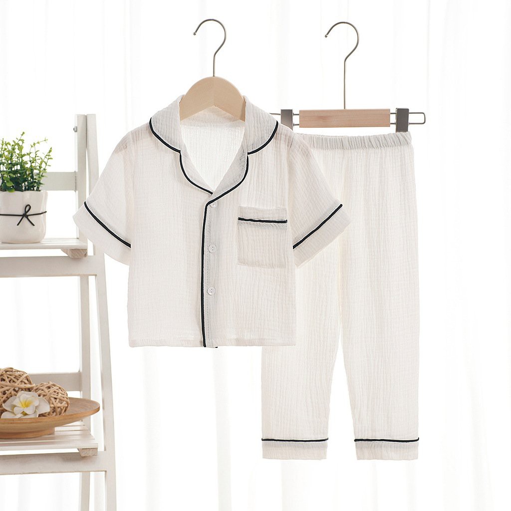 Bộ Pijama Cộc Tay Cho Bé, Bộ Ngủ Chất Đũi Nhăn Cao Cấp Cho Bé Trai Và Bé Gái Từ 6-27kg