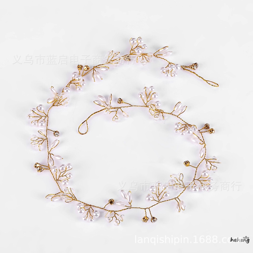 Vòng Hoa Đội Đầu Cô Dâu Đính Hạt Ngọc Trai Giả