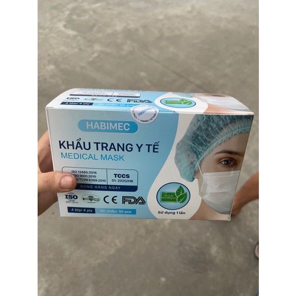 Khẩu trang y tế 4 lớp kháng khuẩn màu Trắng,  màu Xanh chống bụi, chống khuẩn
