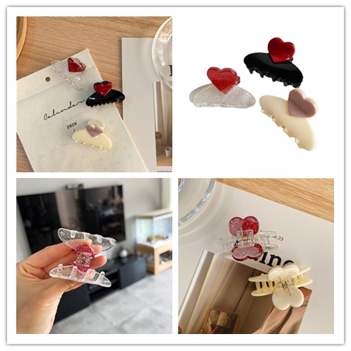 Kẹp Tóc Càng Cua Bằng Acrylic Trong Suốt Hình Trái Tim/Cá Mập Độc Đáo Thời Trang Mùa Hè Xinh Xắn