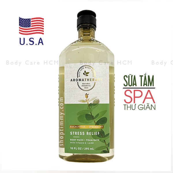 Sữa tắm tạo bọt hương Spa thư giãn tinh dầu bạc hà Stress Relief Eucalyptus Spearmint - Bath & Body Works