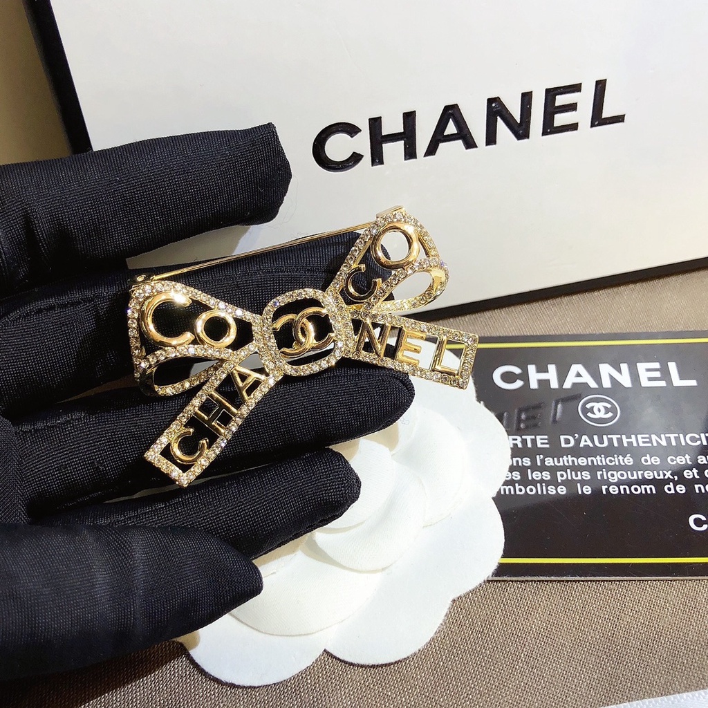 Chanel Trâm Cài Áo Hình Nơ Đính Đá Thời Trang Dành Cho Nữ