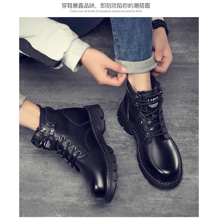 Giày Bốt Martin Da Cổ Cao Phong Cách Anh Quốc Thời Trang Mùa Thu Cho Nam