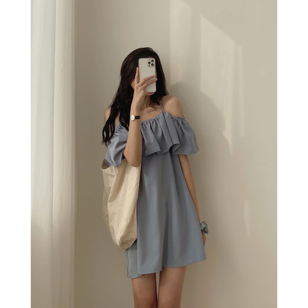 Đầm 2 Dây Trễ Vai Ngực Bèo Dáng Lỡ, Váy Nữ Chất Voan | BigBuy360 - bigbuy360.vn