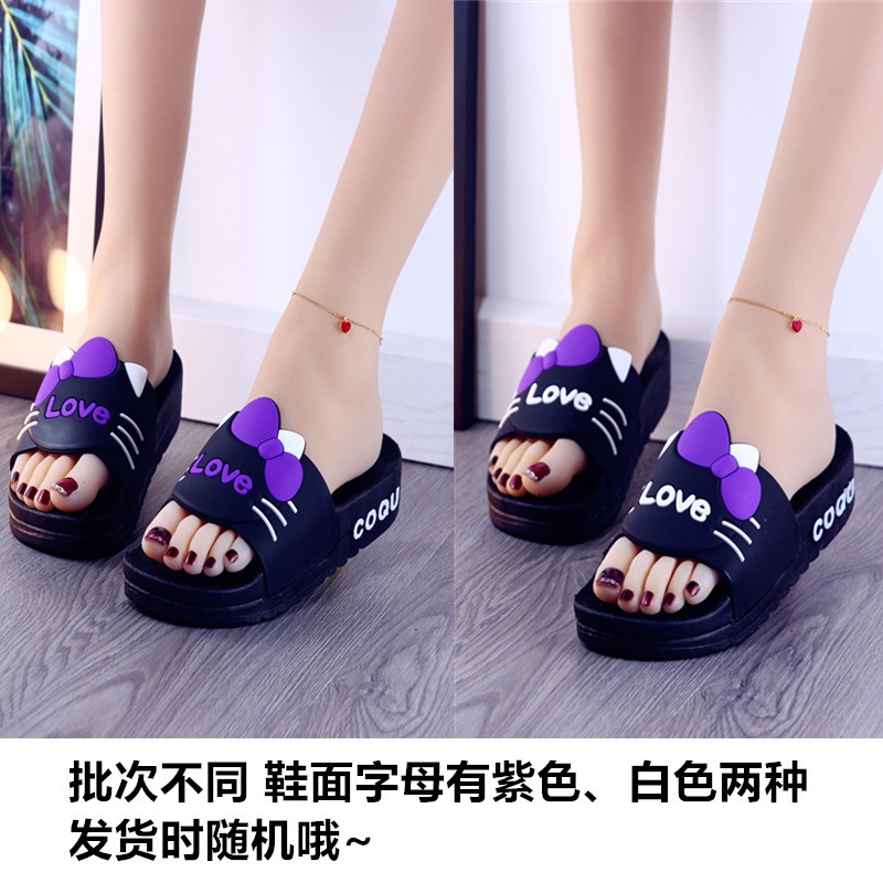 Dép Đi Trong Nhà Đế Dày Họa Tiết Mèo Hoạt Hình Dễ Thương Thời Trang Mùa Hè 2021 Cho Nữ