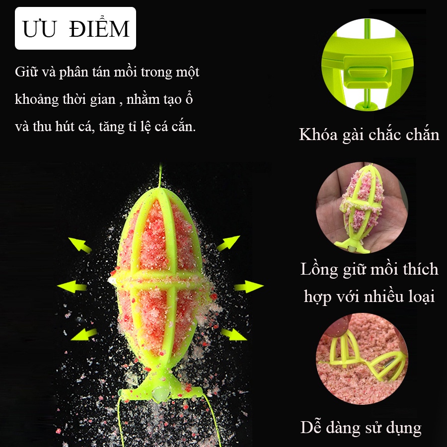 Hộp 4 lưỡi câu mè lăng xê , lưỡi câu bom cá mè thiết kế thông minh, tạo ổ và thu hút cá hiệu quả Rice Fishing LC-20