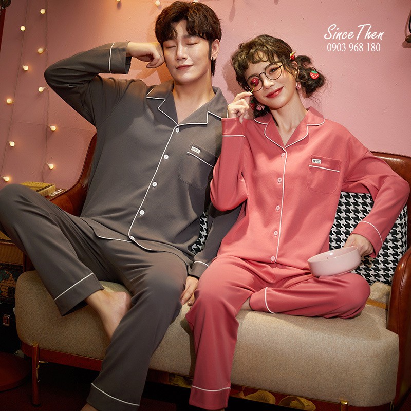 Pyjama đôi nam nữ dài tay, đồ ngủ đôi cotton phù hợp mùa thu đông - Since Then