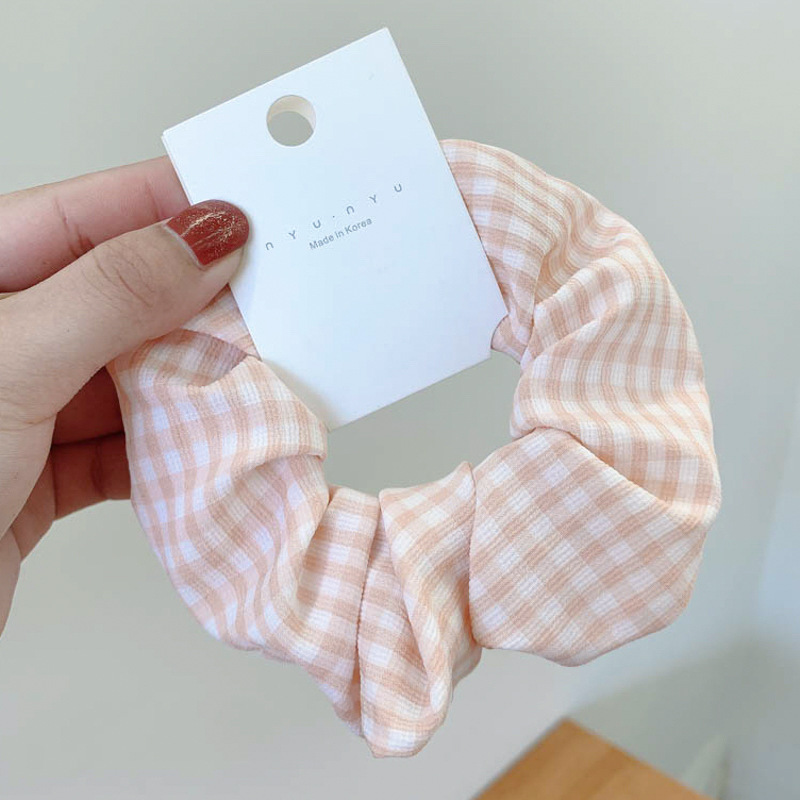 Dây buộc tóc họa tiết sọc caro thời trang retro Hàn Quốc