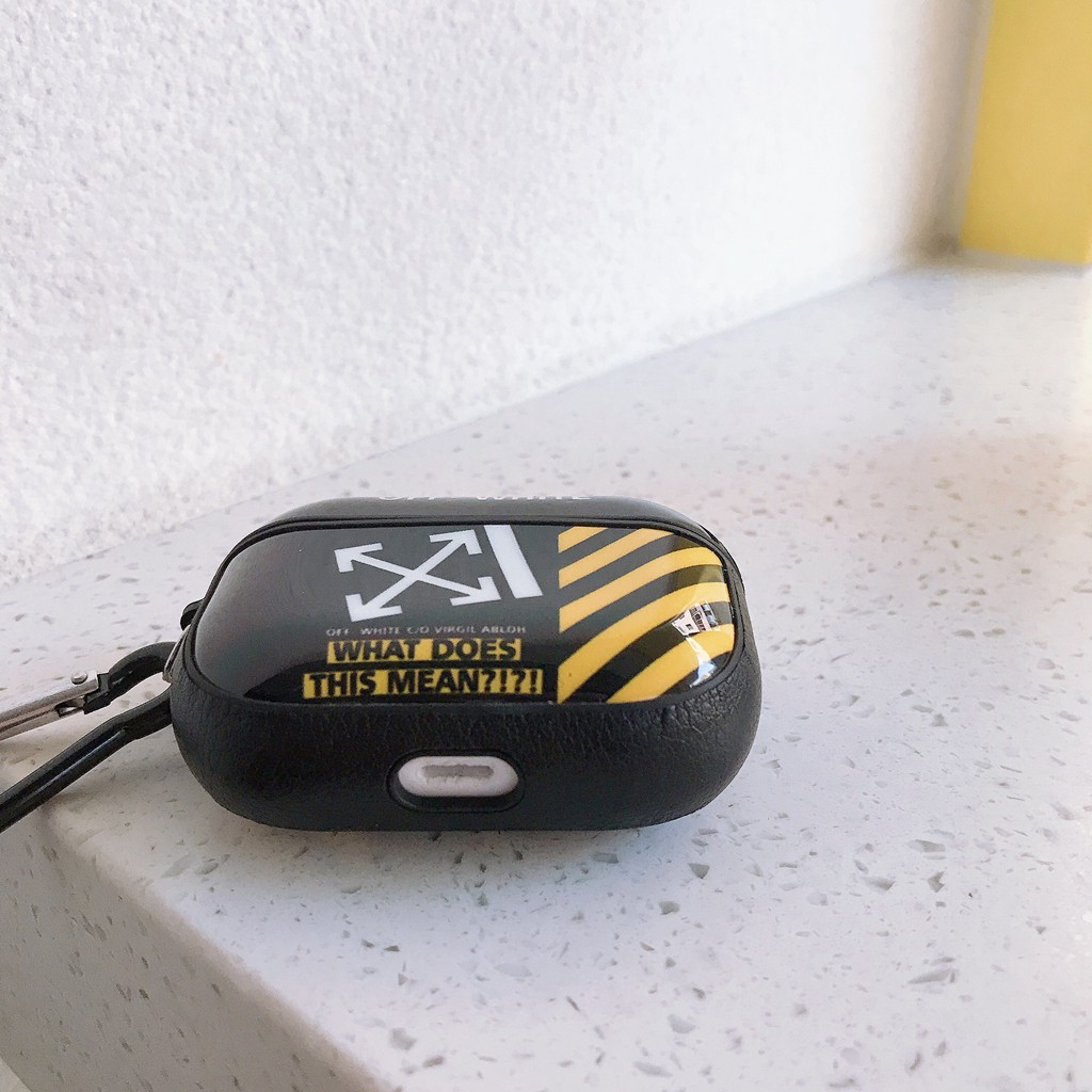 Vỏ Bảo Vệ Hộp Sạc Tai Nghe airpods pro bluetooth Không Dây In Logo Off white/ Aape Thời Trang