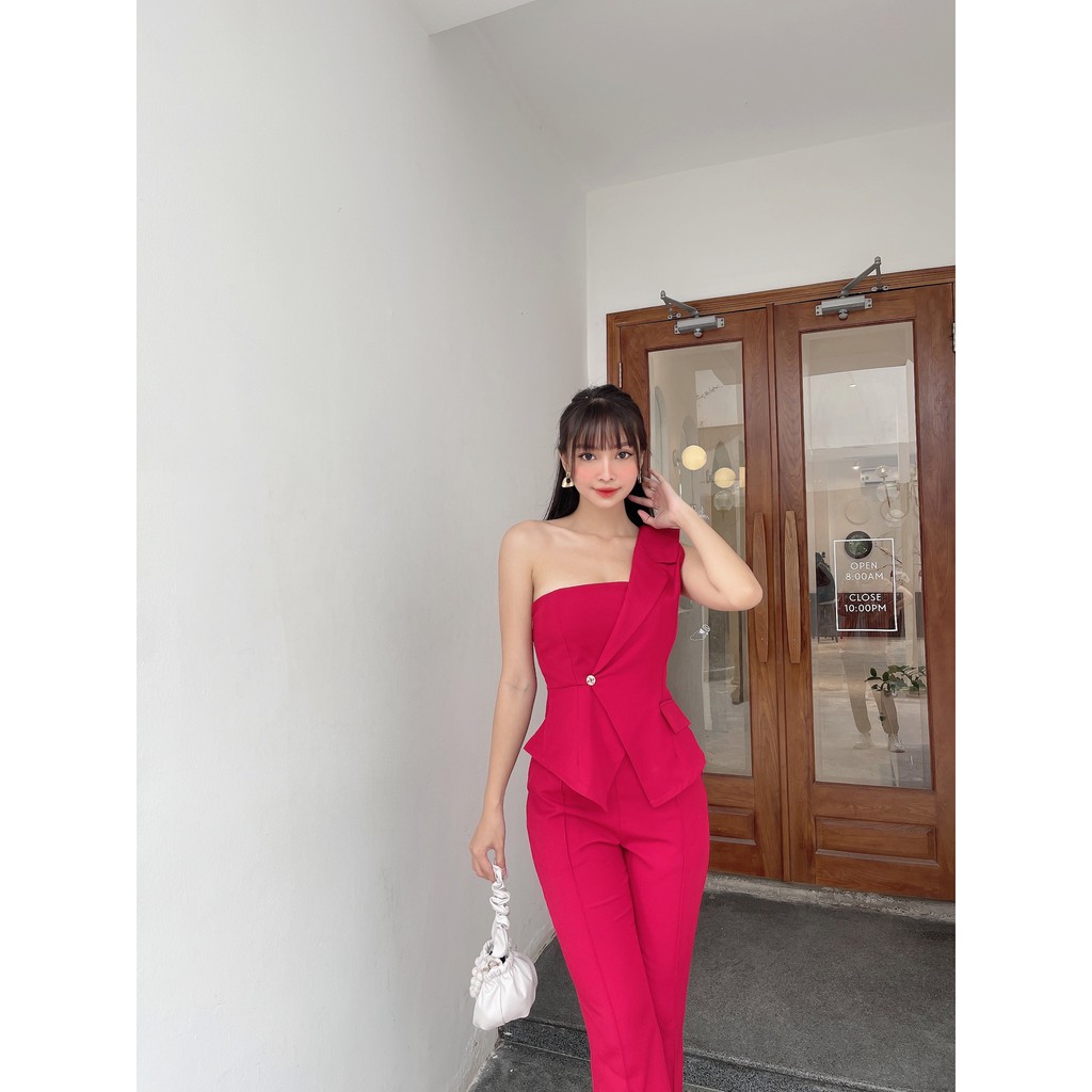 [ Mã FAMANU93 giảm 10% đơn 0đ ] Set jumpsuit đồ bay dài, áo hở vai form chuẩn sang trọng XUONGMAYHB