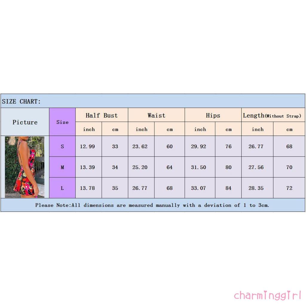Chm-đầm Dây Nữ In Hoa Cổ Chữ V Hở Lưng Gợi Cảm