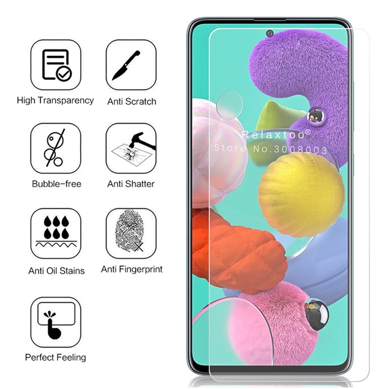 Kính cường lực bảo vệ màn hình ống kính máy ảnh cho Samsung Galaxy A51 A71 A41 A21 A21S A31 A11 2020