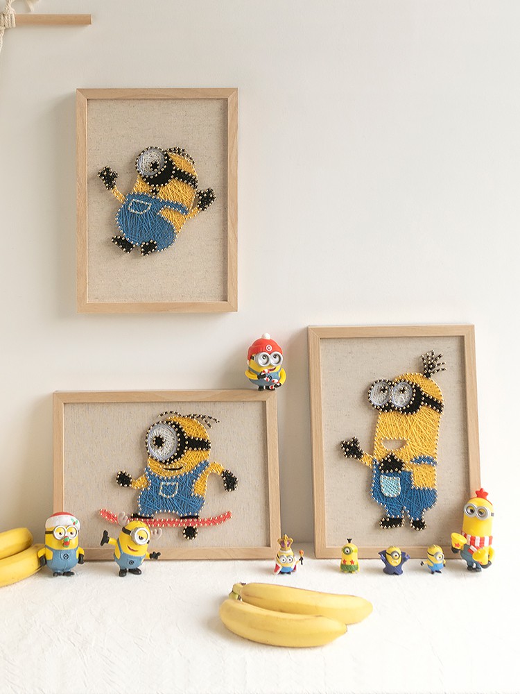 Hàng order - Nghệ thuật tranh đinh chỉ Hoạt hình Minions 23*32 cm bao gồm khung ảnh