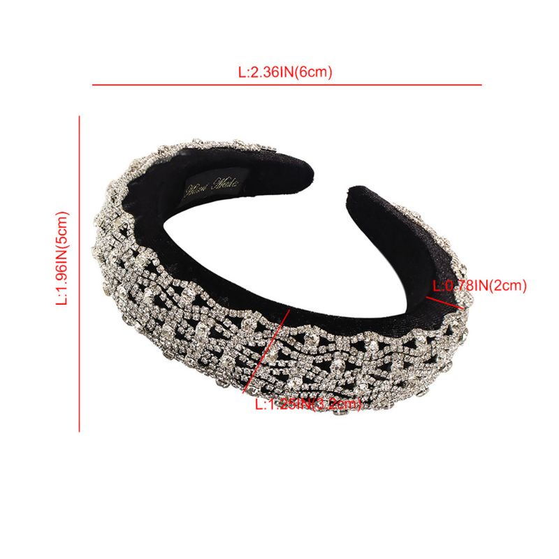 Băng Đô Nhung Gợn Sóng Đính Đá Lấp Lánh Cho Nữ