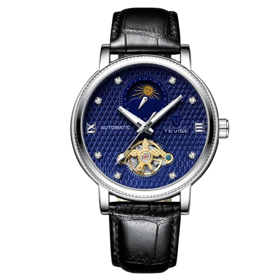 TEVISE T612 Luminous Automatic Mechanical Watches with Leather Strap