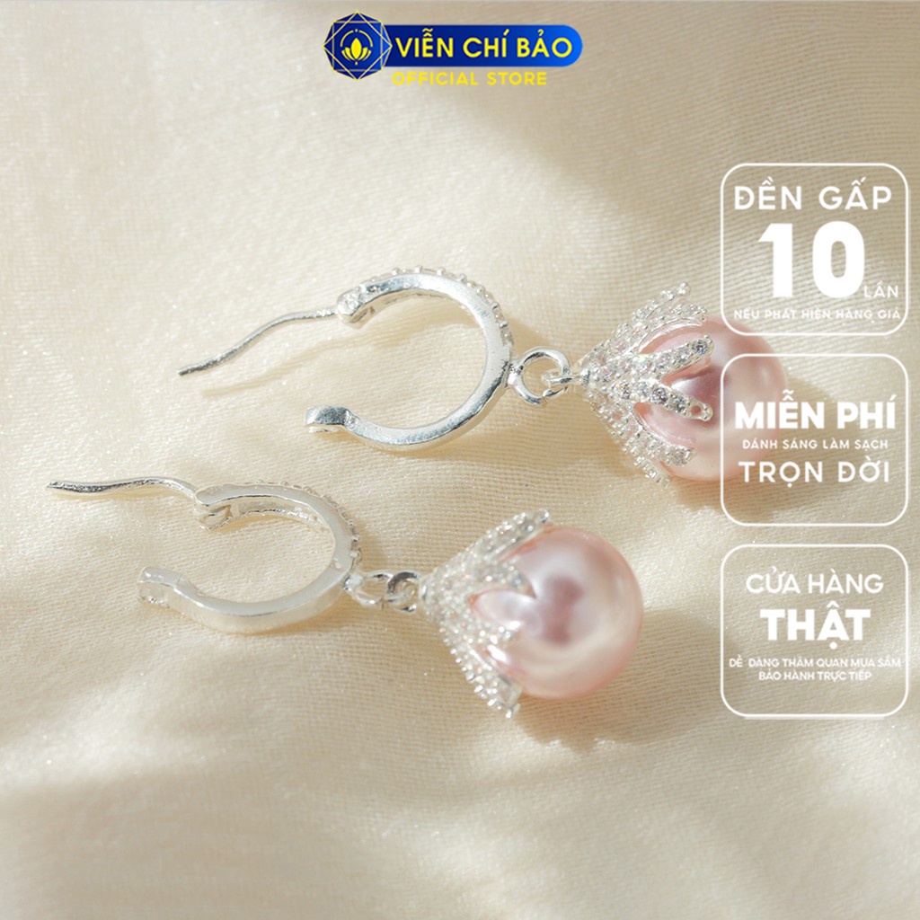 Bông tai bạc nữ nụ hoa hồng chất liệu bạc 925 thời trang phụ kiện trang sức Viễn Chí Bảo B400175