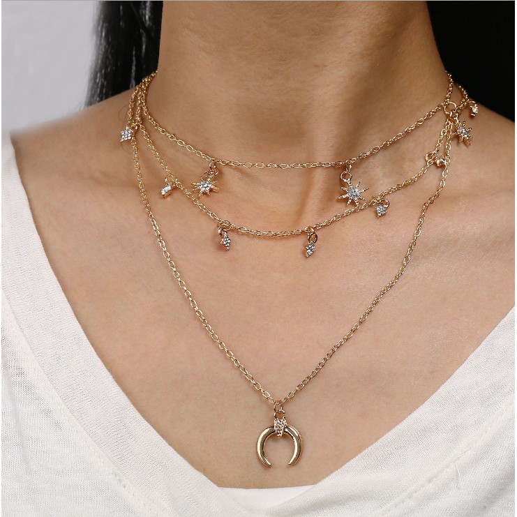 Vòng cổ choker layer bán nguyệt phong cách boho thổ dân - D347 + D360 + D362